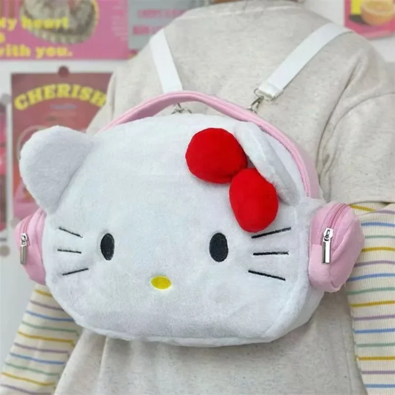 MBTI Hello Kitty-Mochila De felpa para mujer, bolsa de gran capacidad, ligera, Kawaii, suave, para estudiantes, Lolita Jk