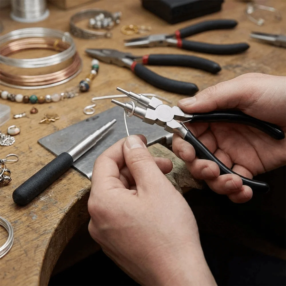Non-Slip Wire Looping Tool Comfort Grip Handle Durable Jewelry Pliers Set Jump Ring Forming Handmade for 3Pcs/Set