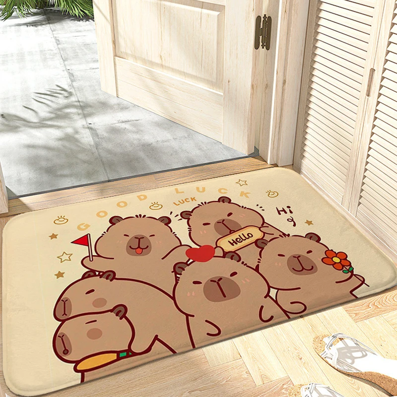 Interior Entrance Mat Non-slip Capybaras Cute Custom Doormat Porch Corridor Kitchen Rug Room Floor Carpet Home Decor Items