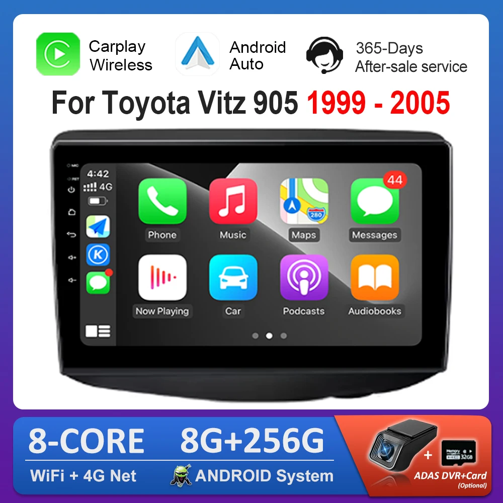 Android System for Toyota Vitz 905 1999 - 2005 Car Radio Multimedia player 2.5D Screen WiFi+4G BT Head Unit Navi GPS Auto Tools