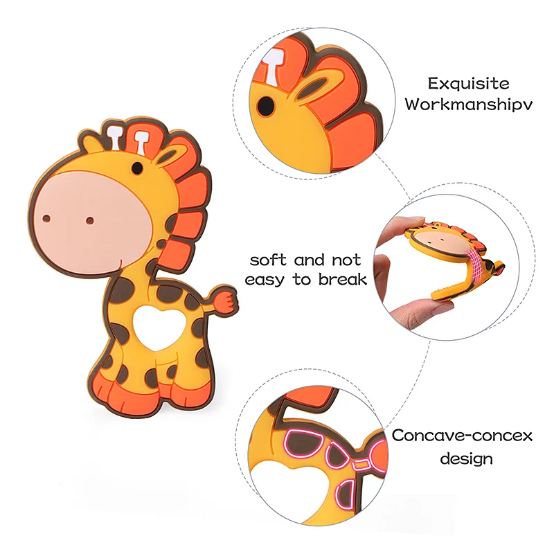 TYRY.HU 1pcs Baby Animal Silicone Rodent Bird Bear Giraffe Cartoon Baby Accessories Beads For Baby Chew DIY Necklace BPA Free