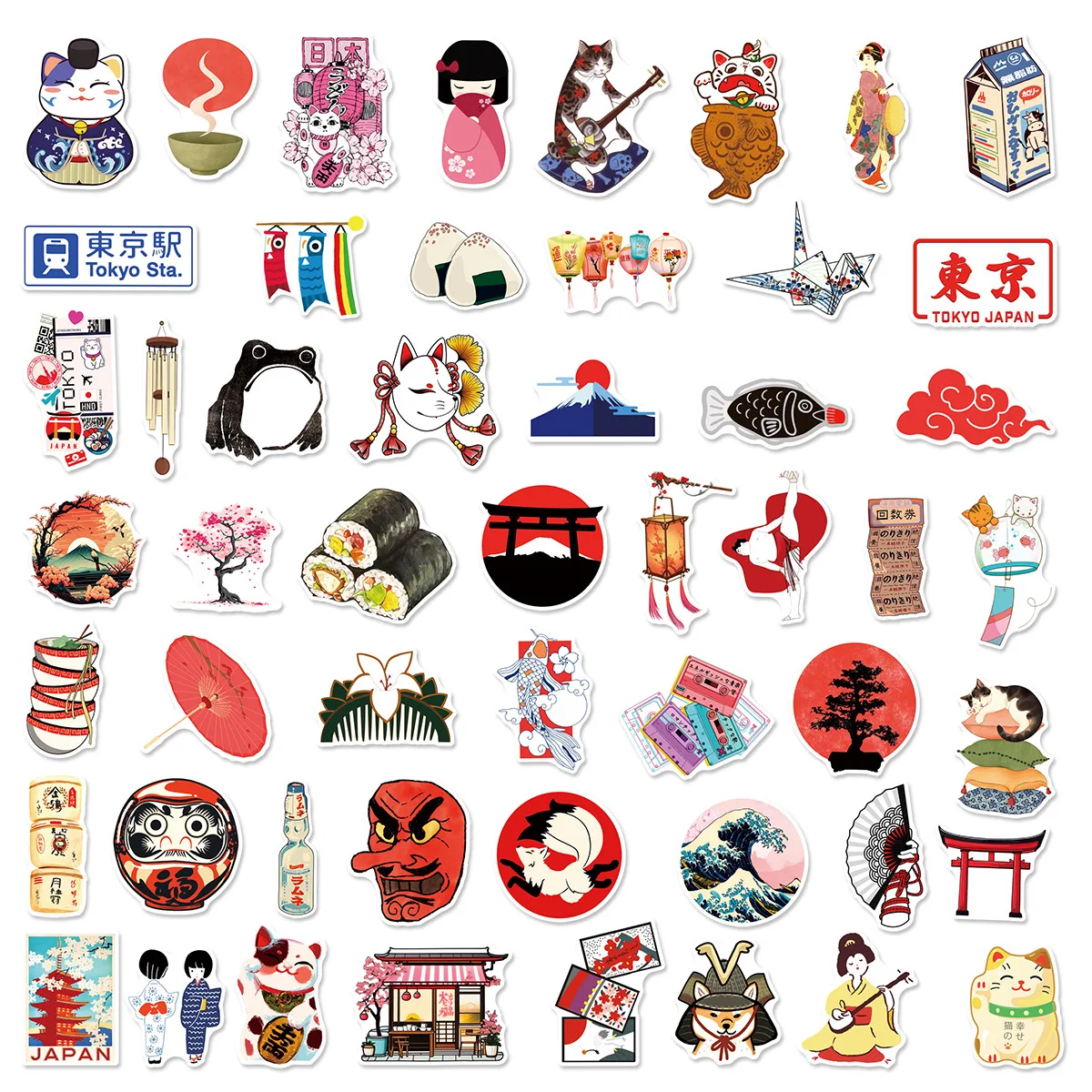 50 Cartoon Japanese Fresh Graffiti Stickers Creative Waterproof Decoration DIY Computer Notebook Children Stationery Stickers