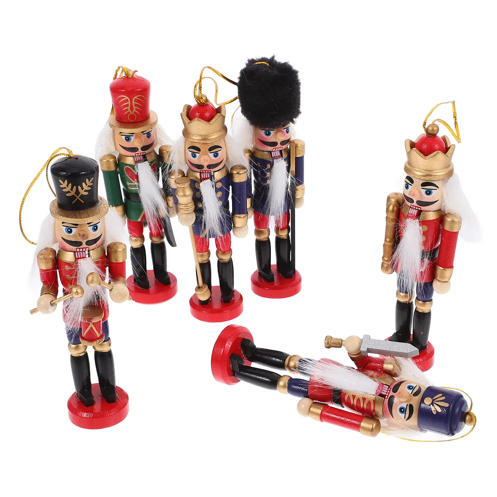 

6pcs 12cm Wooden Soldier Clips Nutcracker Ornaments for Christmas Tree Home Decorations Party Supplies Craft Figurines