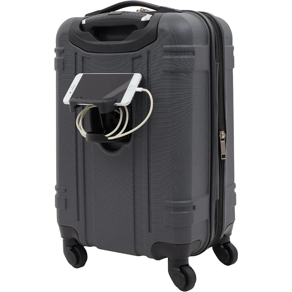 Bagagem de mão rígida de 22 polegadas com porta USB, 360 °   Rodas, porta-copos e telefone para viajantes de negócios e lazer