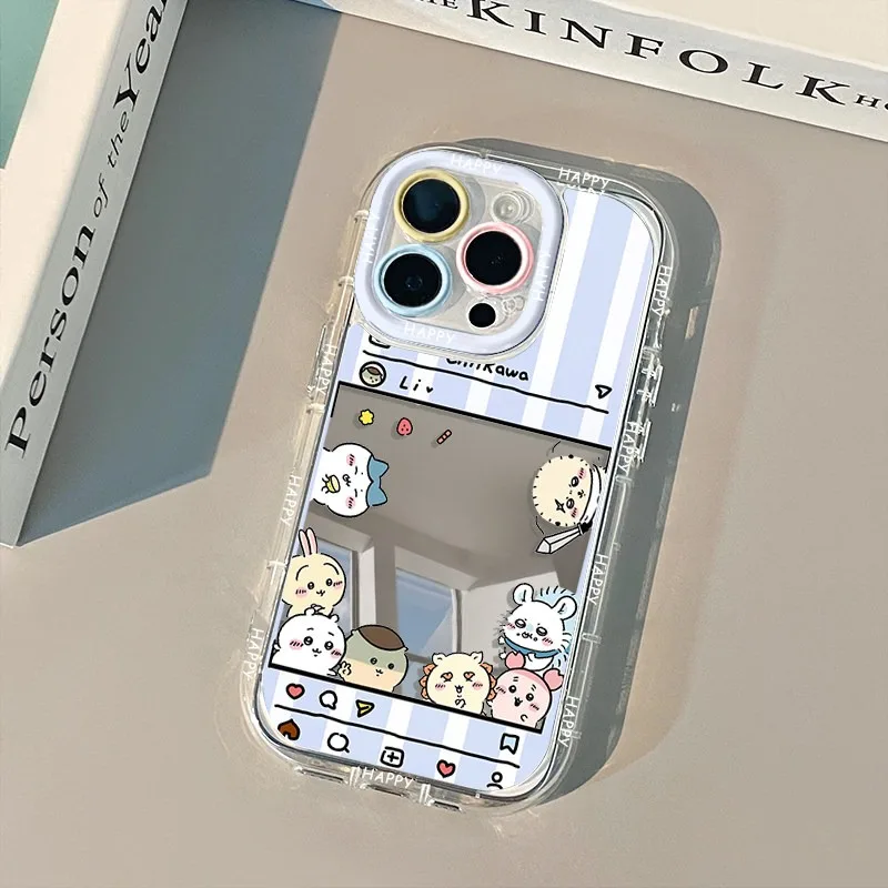 Chiikawa Hachiware Usagi Kawaii Anime Cartoon Mirror Mobile Phone Case for IPhone17promax Huawei Girls New Style Anti-fall Cute