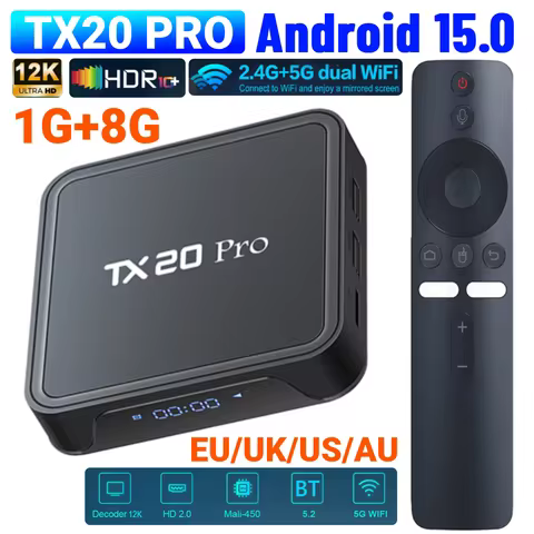 Android 15.0 Media Player Allwinner H313 Quad Core 4K HD Smart TV Box Dual WIFI BT5.2 Android TV Box 1GB 8GB Set Top Box