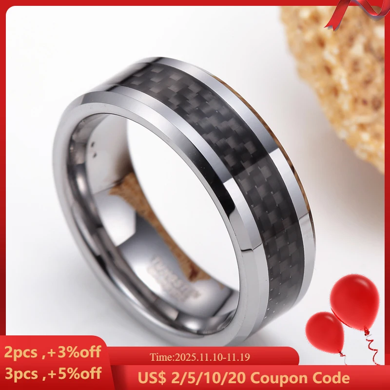 

Мужское кольцо Tigrade 6/8 мм из Черного Углеродного Волокна Обручальное мужское кольцо из карбида вольфрама обручальное мужское женское мужское дизайнерское кольцо anel mascul