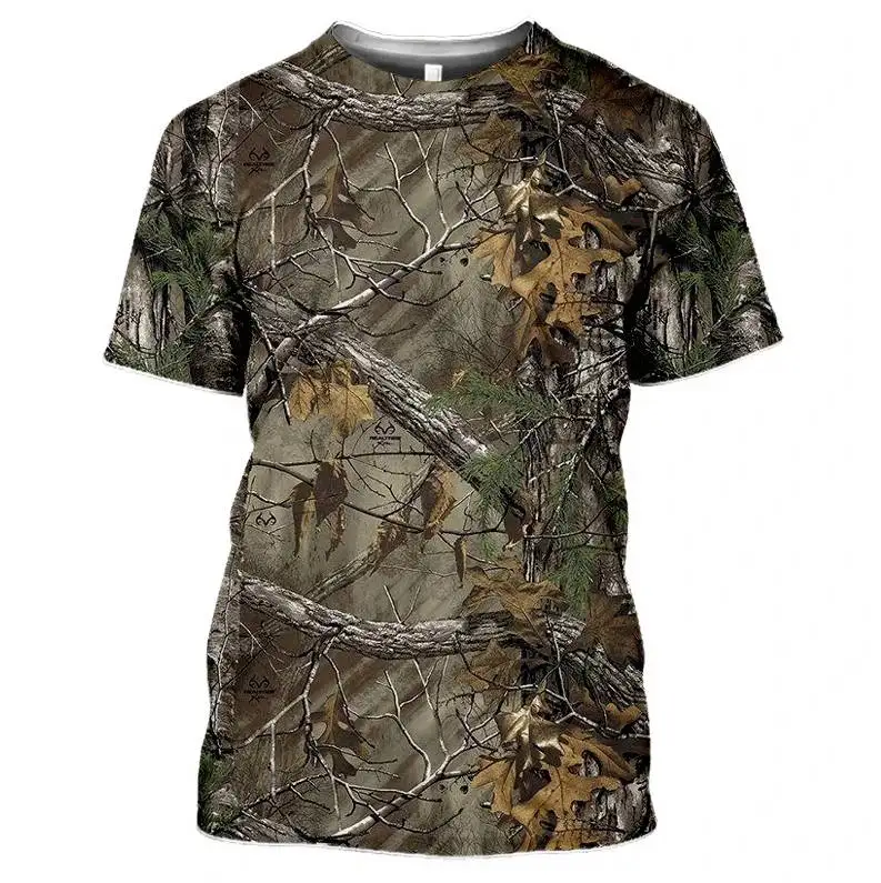 

Summer Men's Short Sleeve T-Shirt 3d Printed Field Terrain Pattern Short Sleeve Oversized Ghillie Clothing Field Hunting T-Shirt