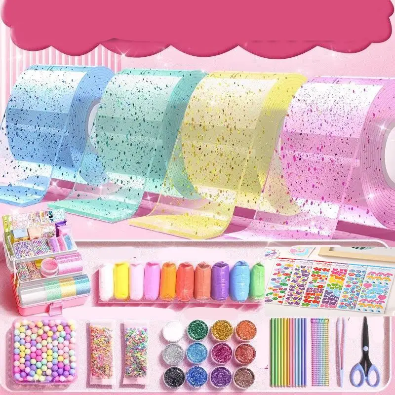 DIY Craft Pinch Toy Making Blowable Bubble Tape Set Non-Marking Double-Sided Adhesive Reusable Color High Sticky Nano Tape Kit