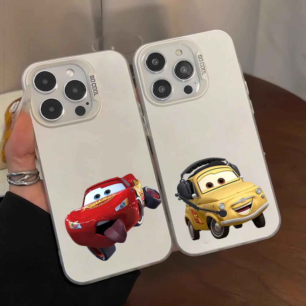 Cars L-Lightning M-McQueen Phone Case Phone Case For IPhone 16 15Plus 14 13 12mini 11ProMax Shockproof Candy Matte Back Cover