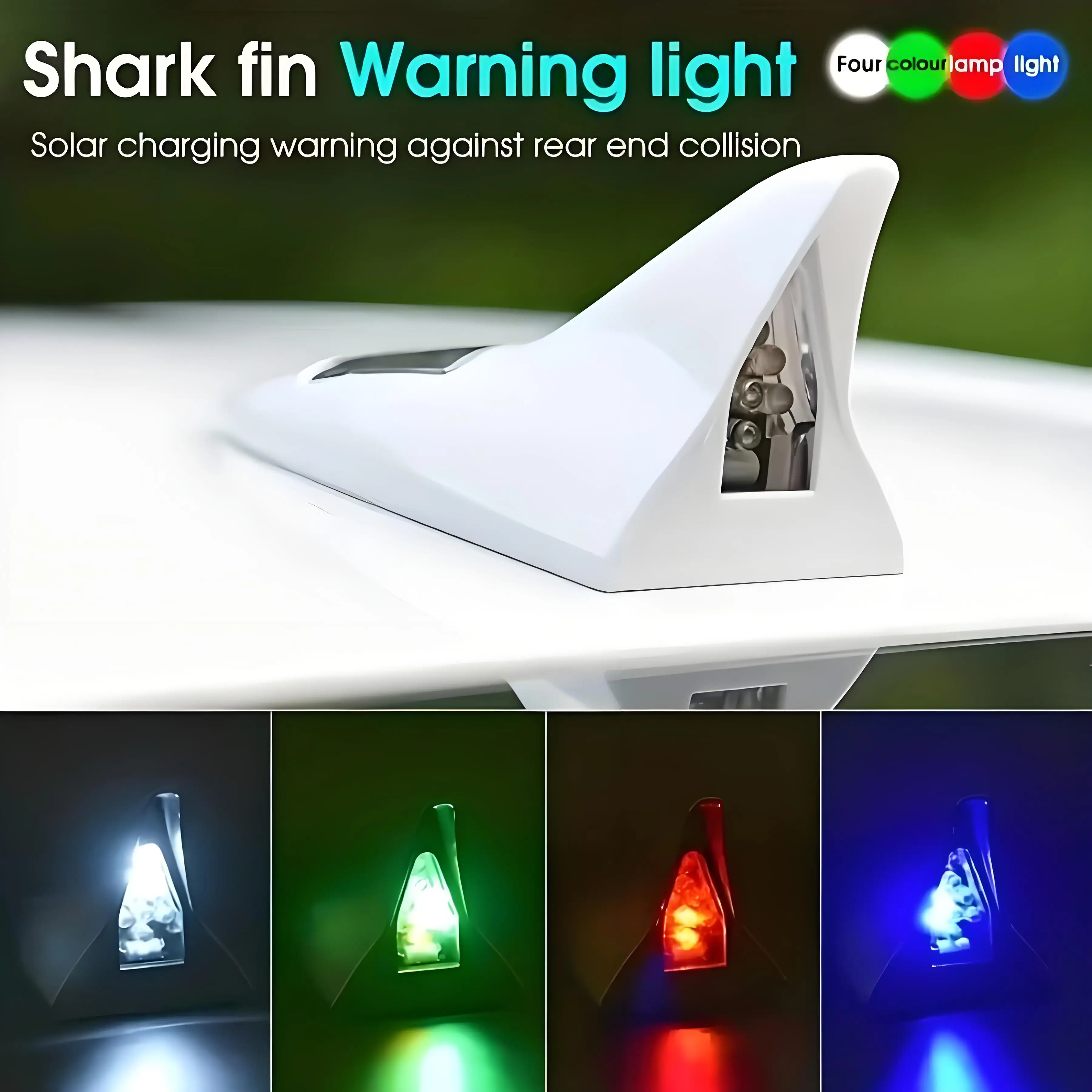 Car Roof Light Solar Flashing Auto Tail Lamp Waterproof LED Warning Strobe Light Shark Fin Shape Flashing Anti-Collision Lamp