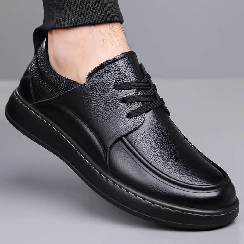 

New Men's Soft-soled Genuine Leather Casual Shoes Men's British Style Versatile Shoes Men's Casual Cowhide Business Lace-up Shoe