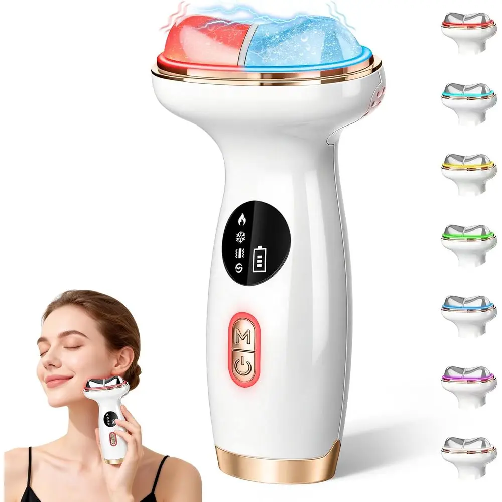 7-in-1 Multi-Function Facial Massager with Red Light Therapy, Portable Microcurrent Device for Shaping and Reducing Swelling