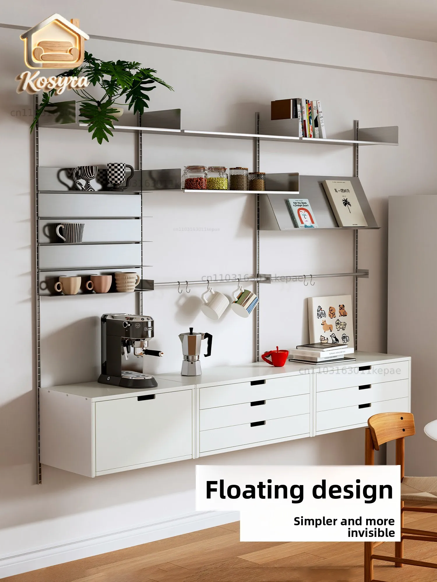 Simple ins Wall Hanging Shelf Multi-layer Track Bookshelf Adjustable High Display Shelf Stainless Steel Display Shelf