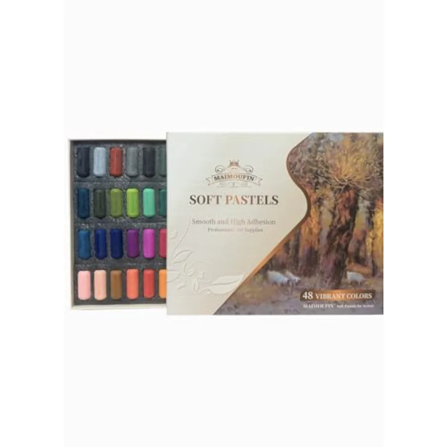 

Soft Pastels for Artists Highly Pigmented Sticks 48 Vibrant Colors Professional Grade Art Supplies Smooth Blendable Pastels Set