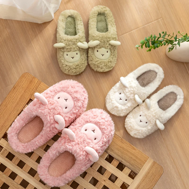 Winter Cotton Plush Sheep Slippers for women and men