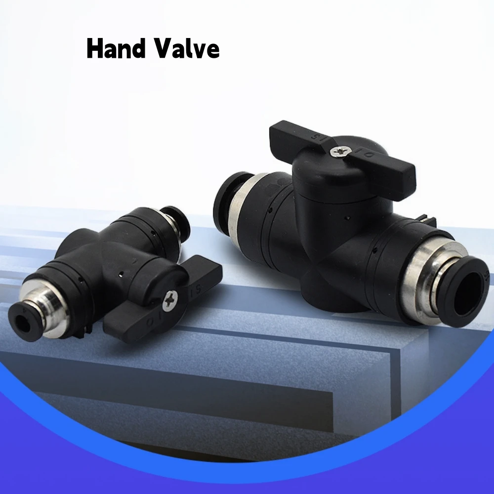 BUC 6/8/12mm Pneumatic Push In Quick Joint Connector Hand Valve Black Manual On/Off Valve Unloading/Pressure-Relief Valve