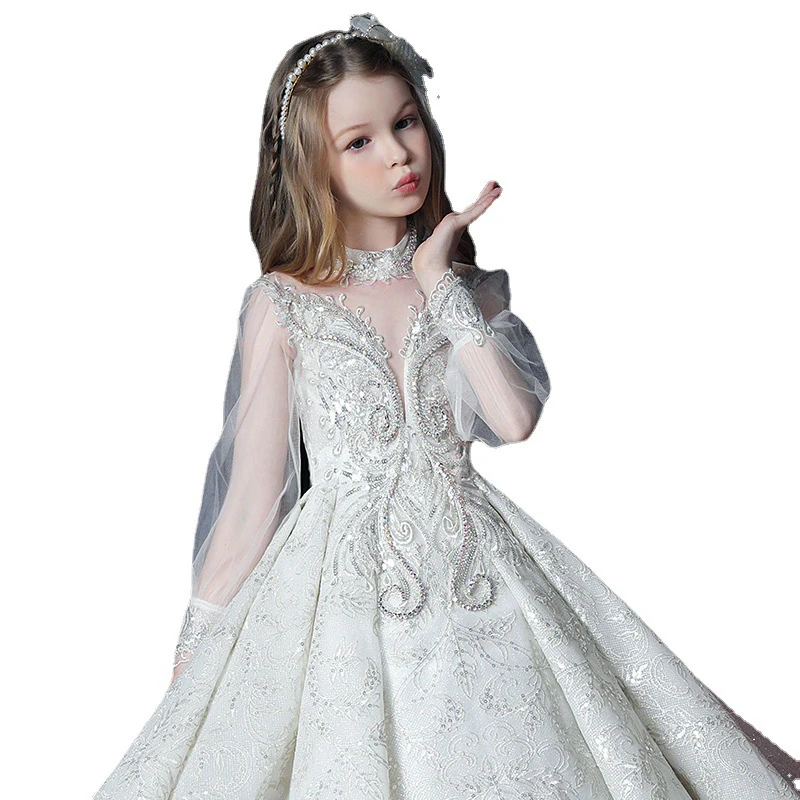 Children's Dress Princess Dress Foreign Style Flower Girl Wedding Birthday Girl Walk Show Host Piano Performance Evening Dress