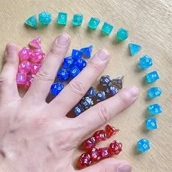 Mini Polyhedral DND Dice Set - Iridescent Transparent RPG Dice for Tabletop, D&D, and Role-Playing Games (7PCs)