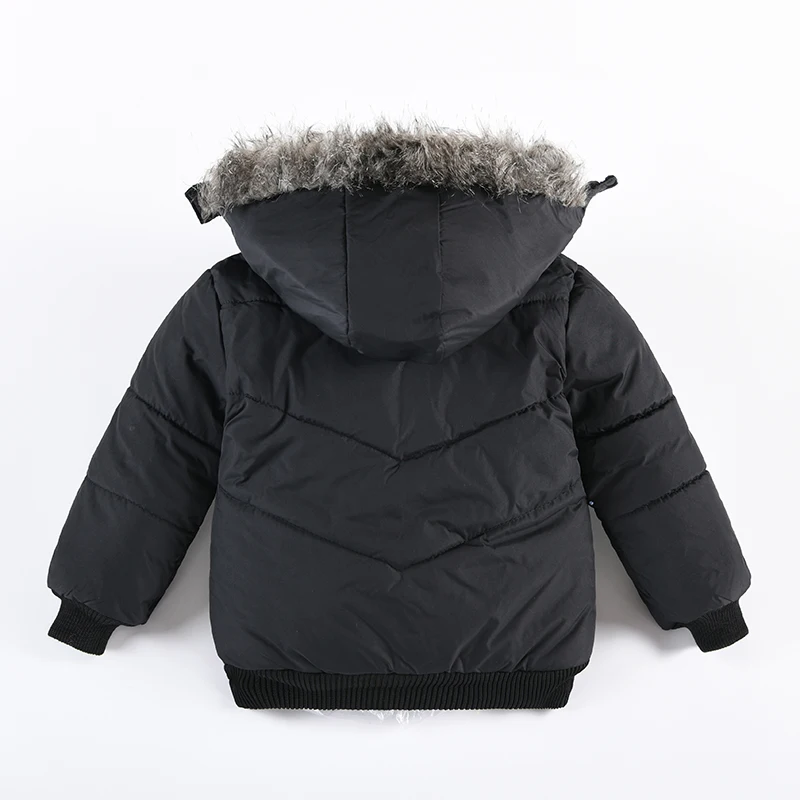 Autumn Winter 2 3 4 Years Baby Boys Jacket Classic Fashion Keep Warm Fur Collar Kids Jacket Hooded Zipper Coat Children Clothing