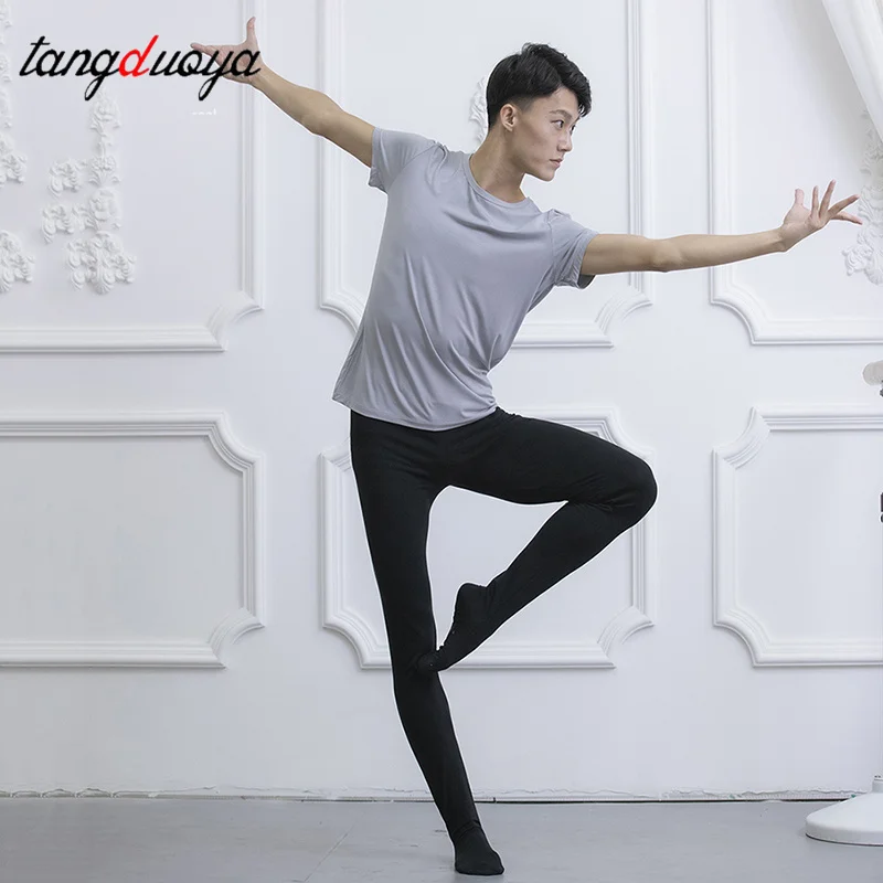 1 paio di collant da danza classica da uomo leggings a figura intera costume da balletto pantaloni da pratica collant in cotone vita alta elastica abbigliamento da ballo