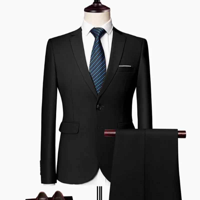 Cross-border Men's Business Casual Suit Set, Wedding Groom's Dress Studio, Slimming Work Professional Suit Two-piece Set