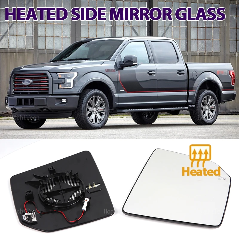 Heating Side Lens Door Wing Mirror Glass for Ford F-150 F150 XL King Ranch Platinum Raptor SuperCrew 2015-2020 with Blind Spot