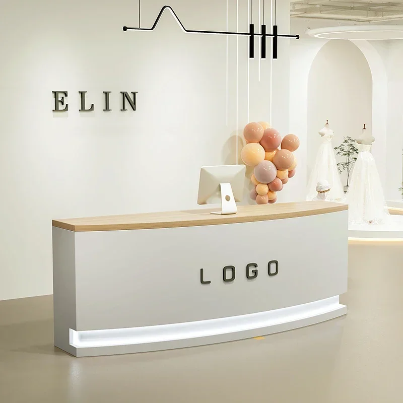 Restaurant Reception Desk Furniture Hairdressing Beauty Salon Storage Aesthetic Luxury Office Counter Long Table Companies Cafe