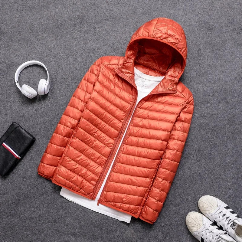 Męskie kurtki z kapturem Ultra Light White Duck Down Jackets 2024 Nowa moda Koreańskie lekkie wodoodporne płaszcze puchowe do pakowania