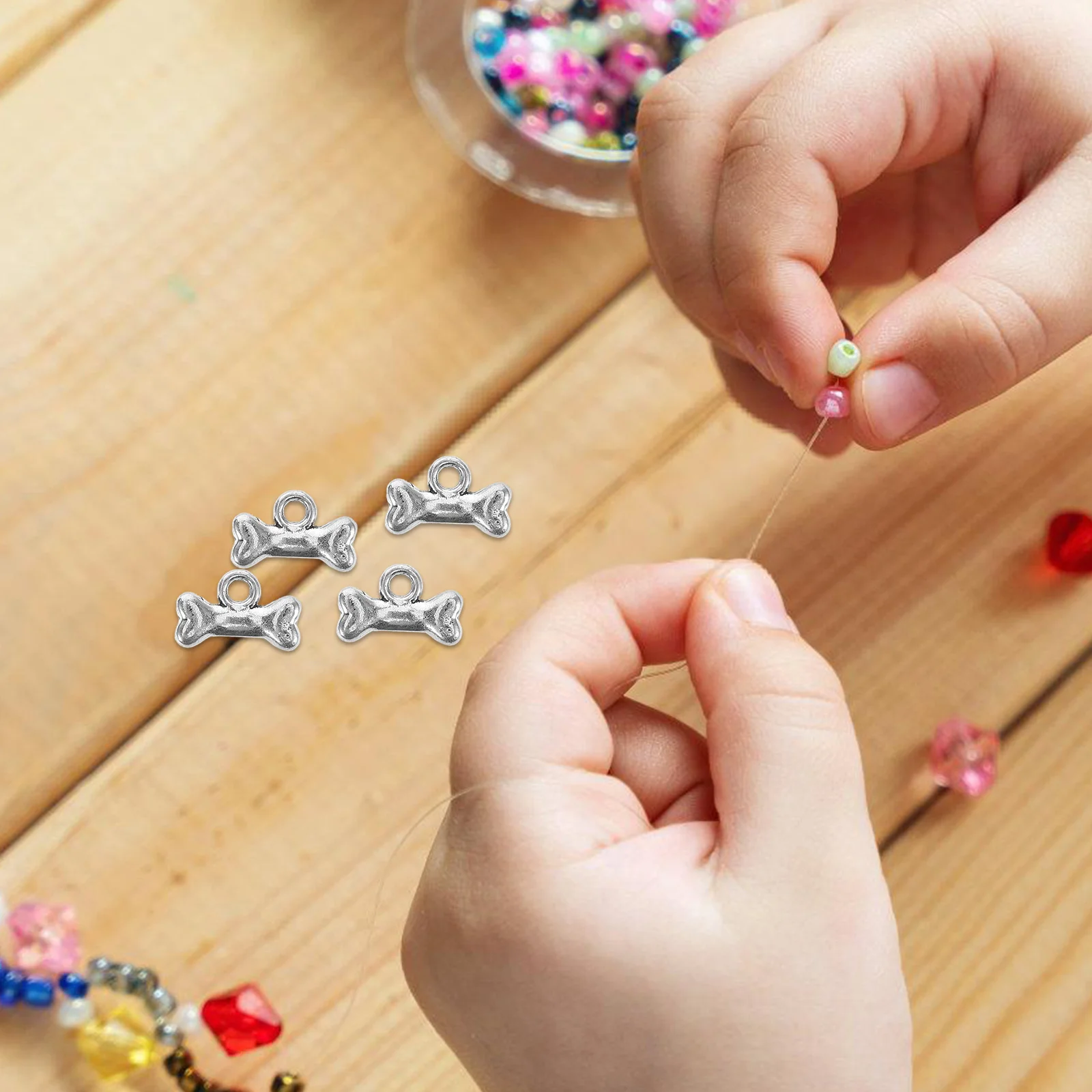 40 pièces argent chien os pendentif breloques collier à faire soi-même Bracelet fabrication de bijoux fournitures accessoires pour animaux de compagnie tourbillon breloques