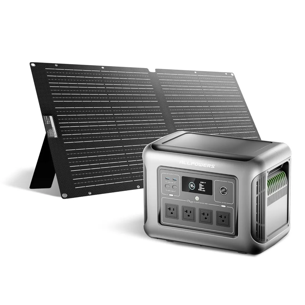 

Solar Generator R1500 LITE with 100W Foldable Solar Panel,1056Wh Portable Power Station LiFePO4 (LFP) Battery,1600W, Custom