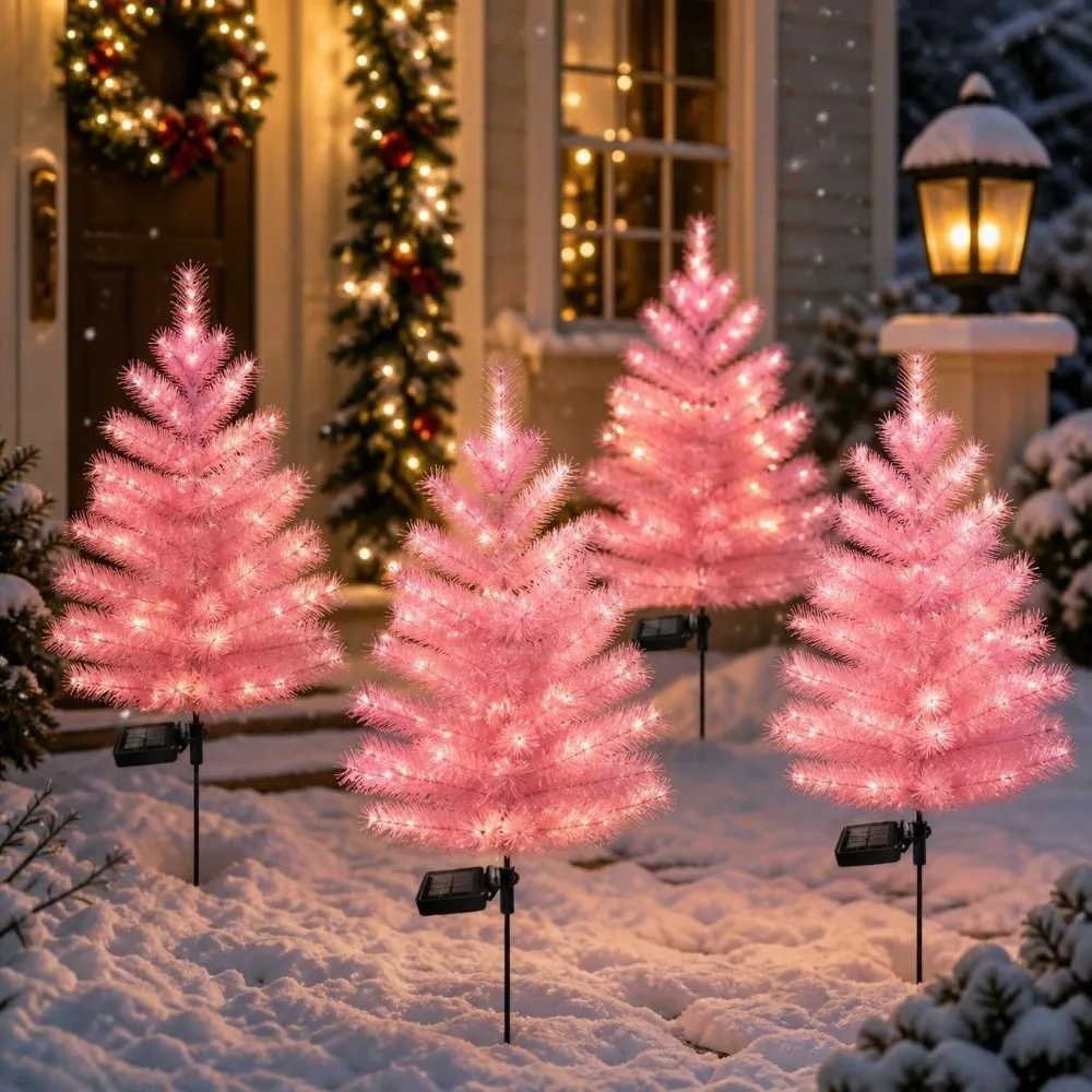 Realistic Solar Christmas Tree Lights Creative Cordless Landscape Lawn Lamp Ground Mounted Waterproof Garden Solar Lights