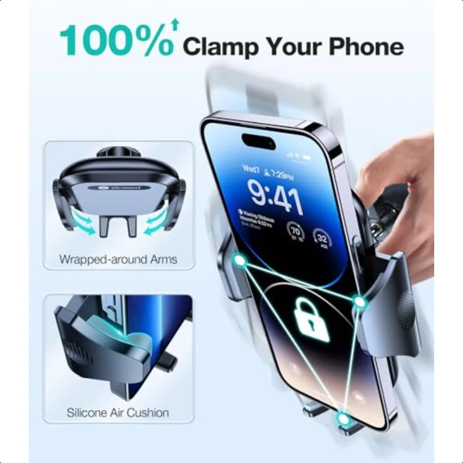 Обновленный ультрастабильный автомобильный держатель для телефона, двойной замок, металлический зажим, универсальное крепление для телефона с вентиляционным отверстием, держатель для мобильного телефона для йо