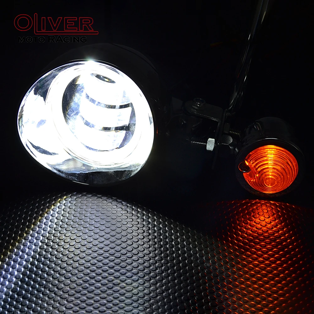 Afbeelding 4: Motorfiets LED Mistlamp Met Richtingaanwijzer Extra Drive Lamp Voor Cruisers Choppers Cafe Racers Custom XL883