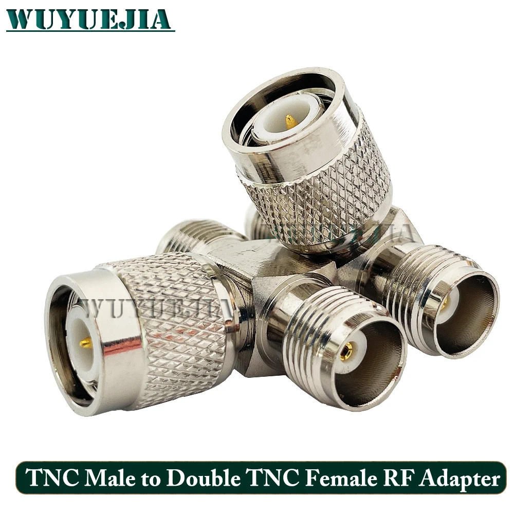 1Pcs TNC Tee Type RF Adapter TNC Male Plug to Double TNC Female Jack Coaxial Connector 50 ohm Nickel Plating Brass Fast Shipping