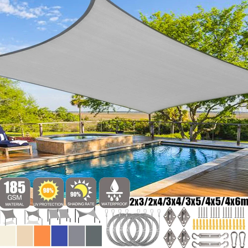 

6 Colors Large Shade Sail Rectangle Canopy Waterproof Shade Cover Block Garden Outdoor Patio Deck Pergola Porch Tents