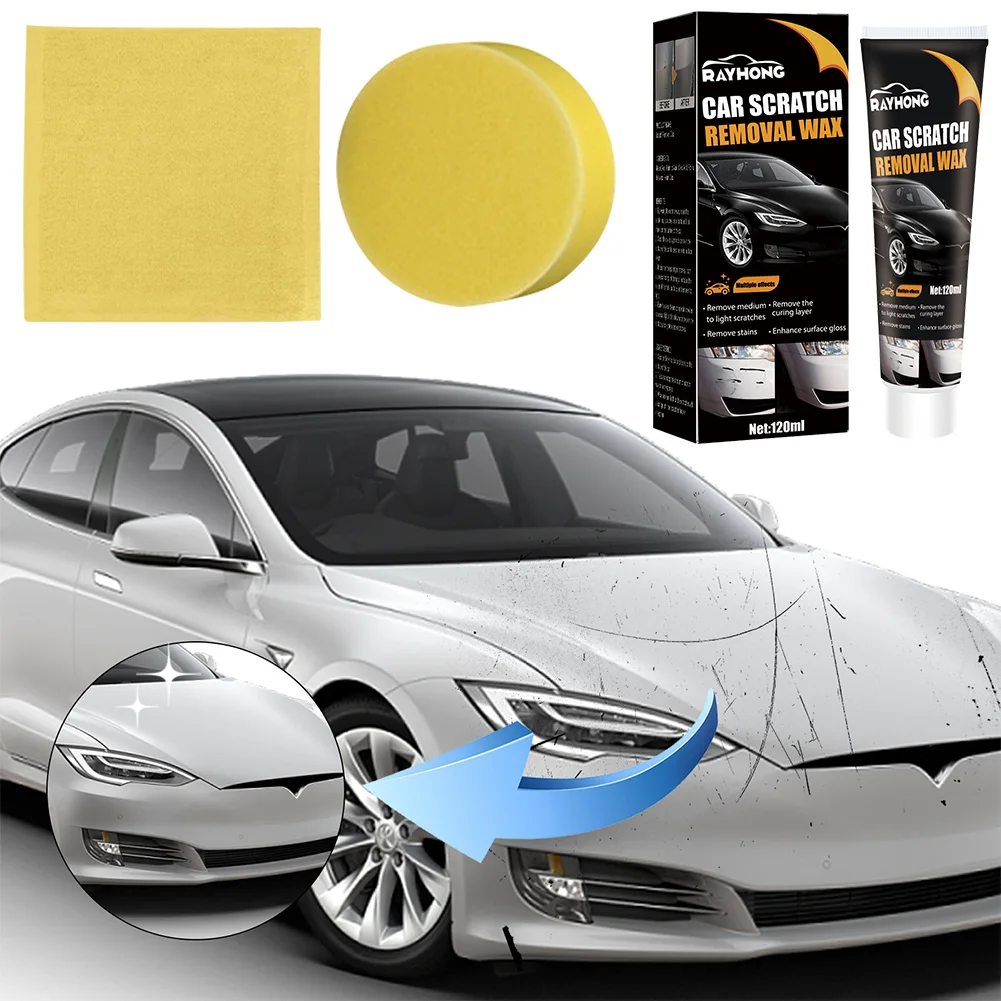 120ml Automobile Glossy Shine Wax Remove Stains Car Polish Scratch Remover Quick Fix Car Paint Scratch Repair Cleaning Kit