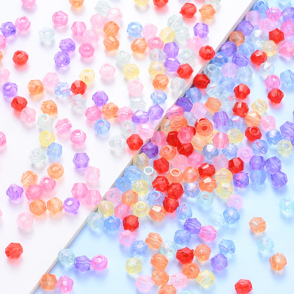 200-1000 Stück gemischte Farben 4mm facettierte transparente leuchtende Acrylperlen, Abstandsperlen für die Schmuckherstellung, DIY Armbänder, Halsketten – Detail 1