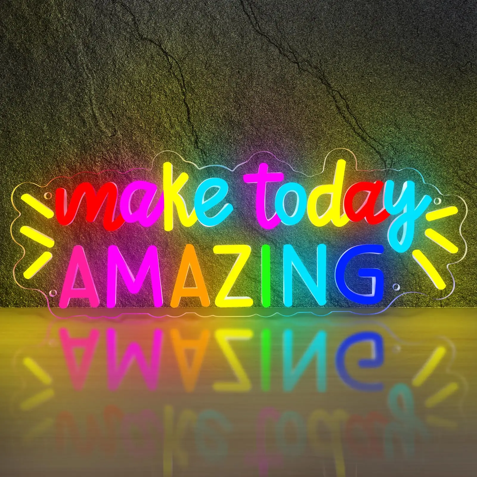 Make Today Amazing Neon Sign for Wall Decor,Inspirational Sign Multicolored Light Up Sign for Classroom Wedding Party Store