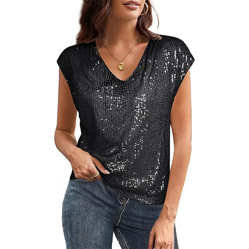 Fashionable V-Neck Women's Top 2026 New Summer Cross-Border Clothing Straight Tube A-Line Short Vest Cotton Inner Wear City Walk