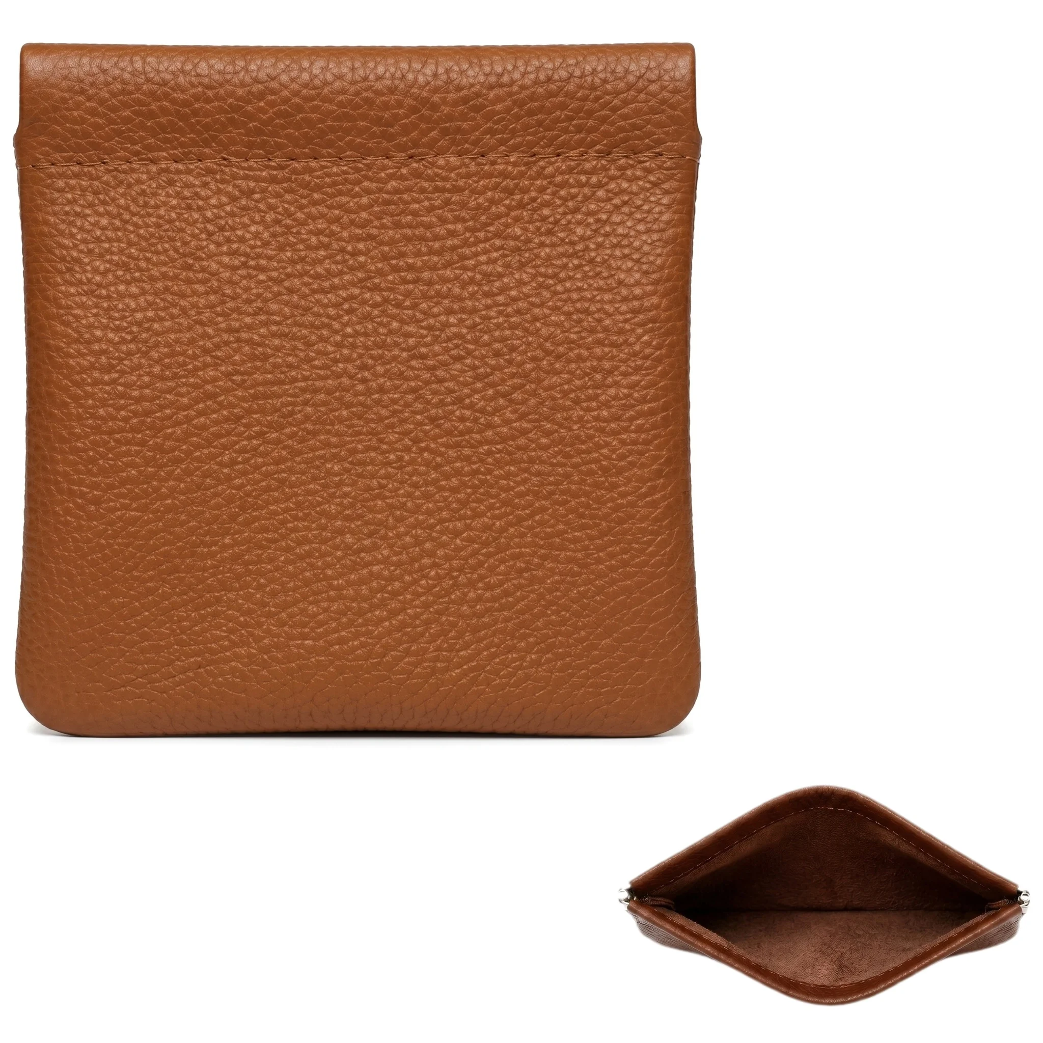 Pomelo Best Litchi Grain Leather Snap Pouch für Damen und Herren, Mini-Geldbörse mit Magnetverschluss