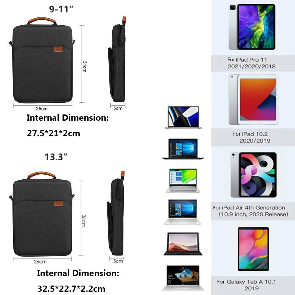 New 9-11/13.3 inch Portable Tablet Case Storage Laptop Shoulder Bag For iPad Galaxy Tab Adult Student Business Crossbody Handbag