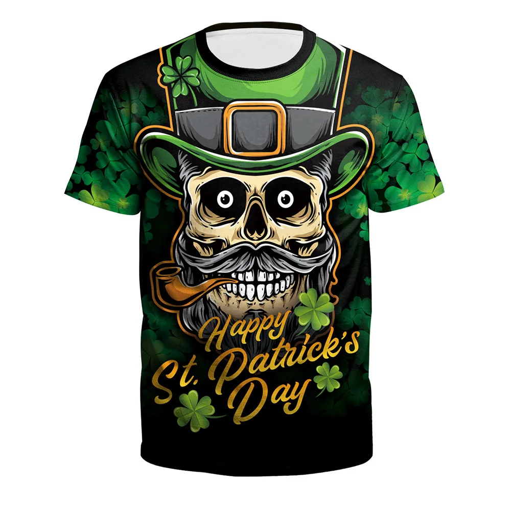 Summer Fashion Sunshine Men\'s T-shirt Irish St. Patrick\'s Day Animal Cat 3d Printed Fashion Casual O-collar Advanced Clothing