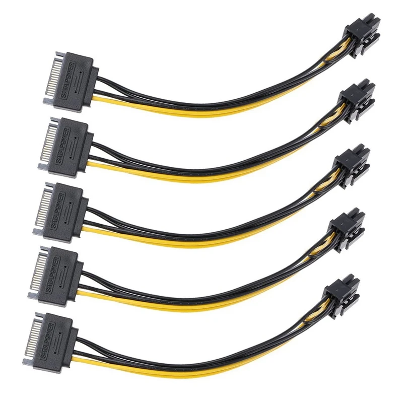 Câble d'alimentation SMi 15 broches vers 8 broches (6 + 2) Pci-E, 15cm, câble de carte de fouille 18awg