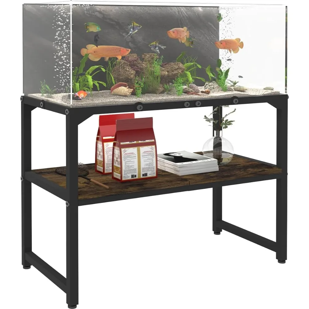 

30 Gallon Rimless Fish Tank Stand with Shelf for Storage, 2 Tiers Metal Aquarium Stand, Breeder Tank Turtle Reptile Terrariums S