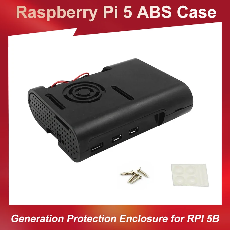 Raspberry Pi 5 ABS Case Box Black Plastic Shell Protection Enclosure for Raspberry Pi 5 Optional Active Cooler for Pi 5