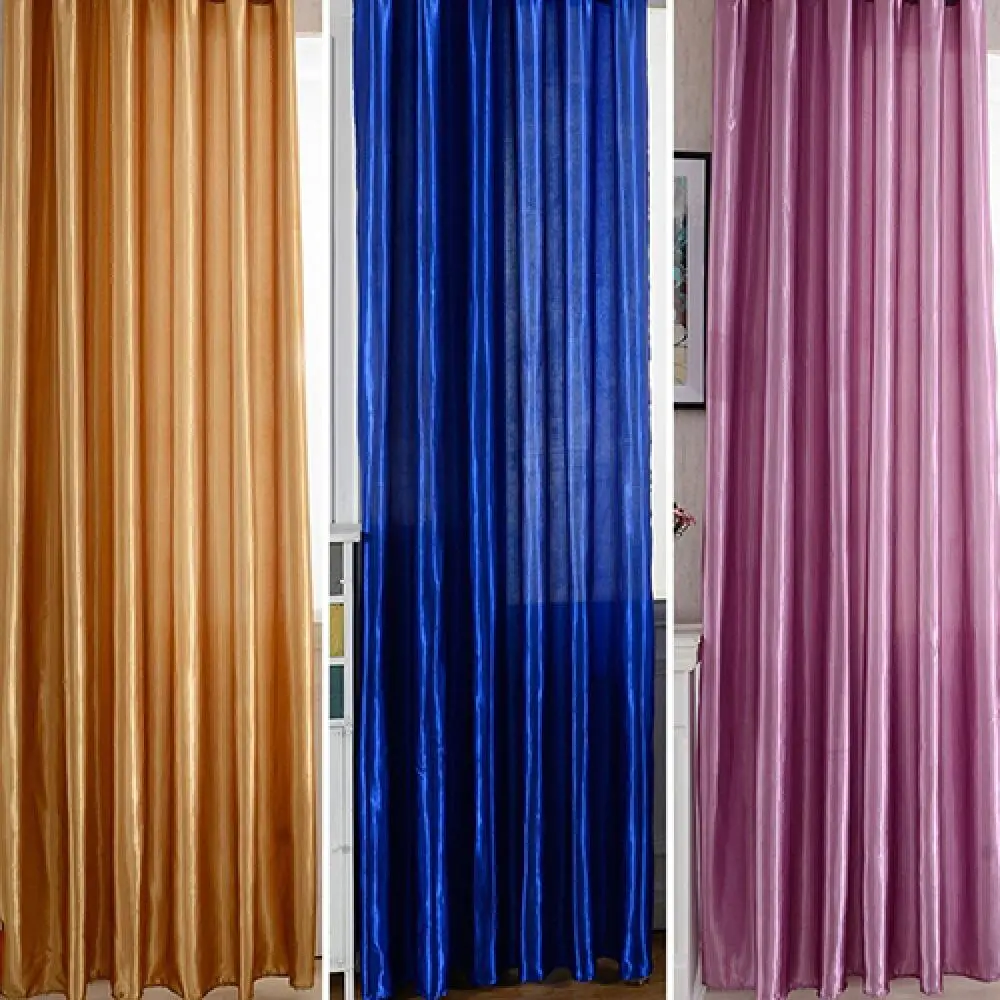 Curtain 1Pc Through Rod Window Solid Color Panel Drape Door Room Blackout  Living Room Curtain