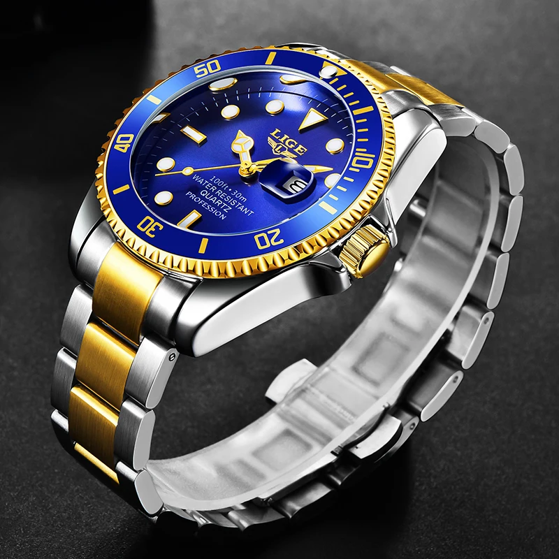 LIGE New Fashion Men Watch Military Sports Men\'s Quartz Wristwatches Top Brand Luxury Strong Luminous Waterproof Watch For Men