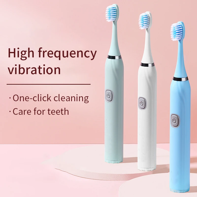 Electric Toothbrush with Battery for Adult Soft Bristle Waterproof Oral Hygiene Teeth Whitening with Replacement Brush Heads Set