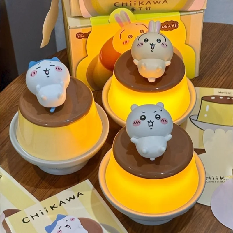 Nieuwe Chiikawa Pudding Lamp Desktop Ornamenten Speelgoed Verjaardagscadeautjes Kawaii Hachiware Usagi Slaapkamer Bedhead Sfeer Bureaulamp